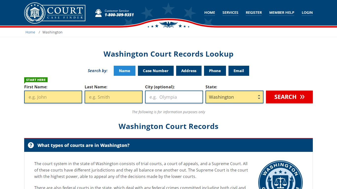 Washington Court Records Lookup - WA Court Case Search